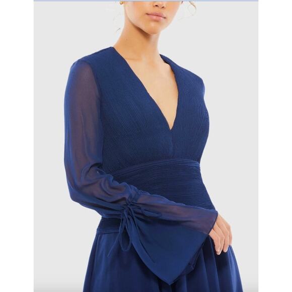 MAC DUGGAL Dress Size 12 Evening Gown Mini Navy Blue NEW Pleated V Neck - Picture 10 of 10